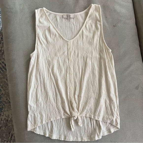 🆕 LOFT cream sleeveless blouse size large - Picture 4 of 7